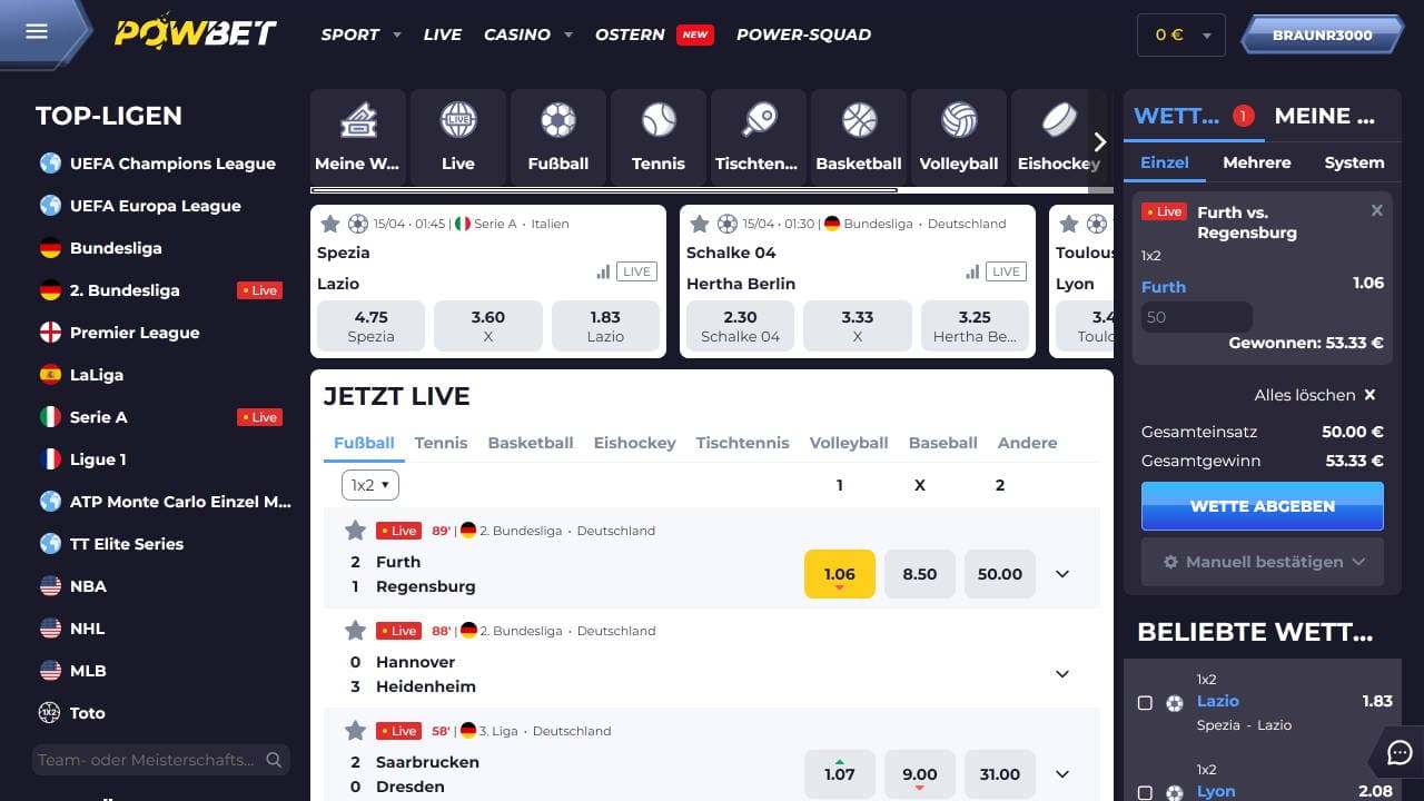Bitcoin Sportwette platzieren