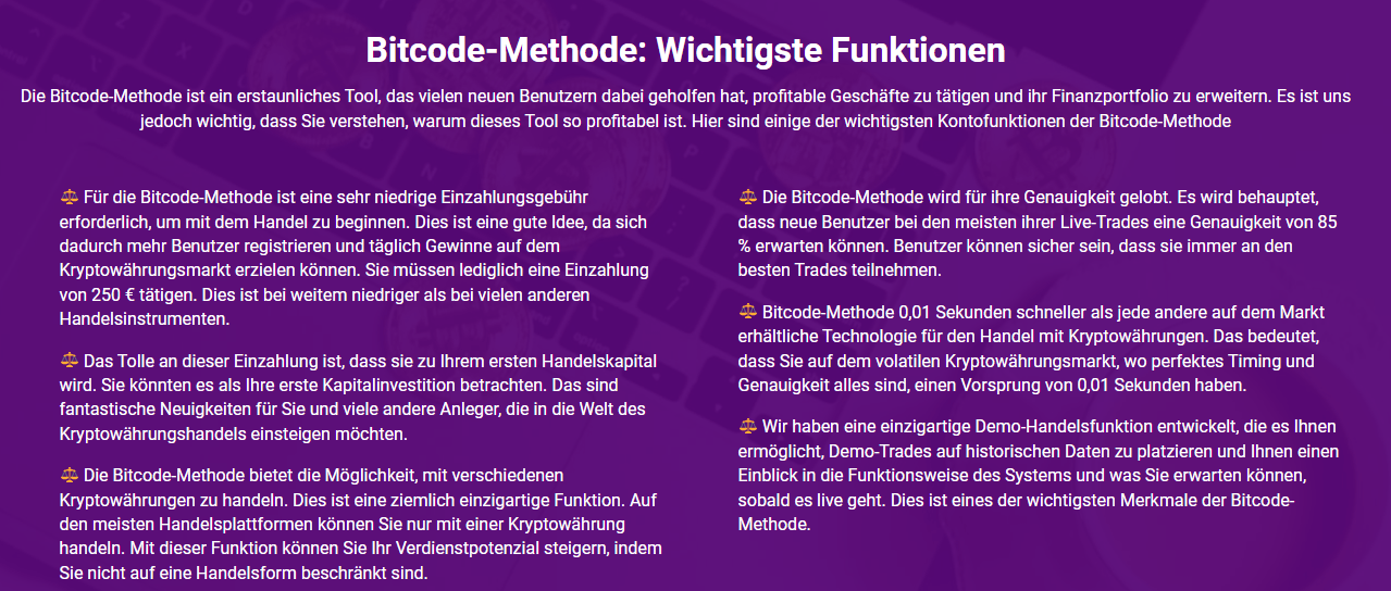 Bitcode Method Features