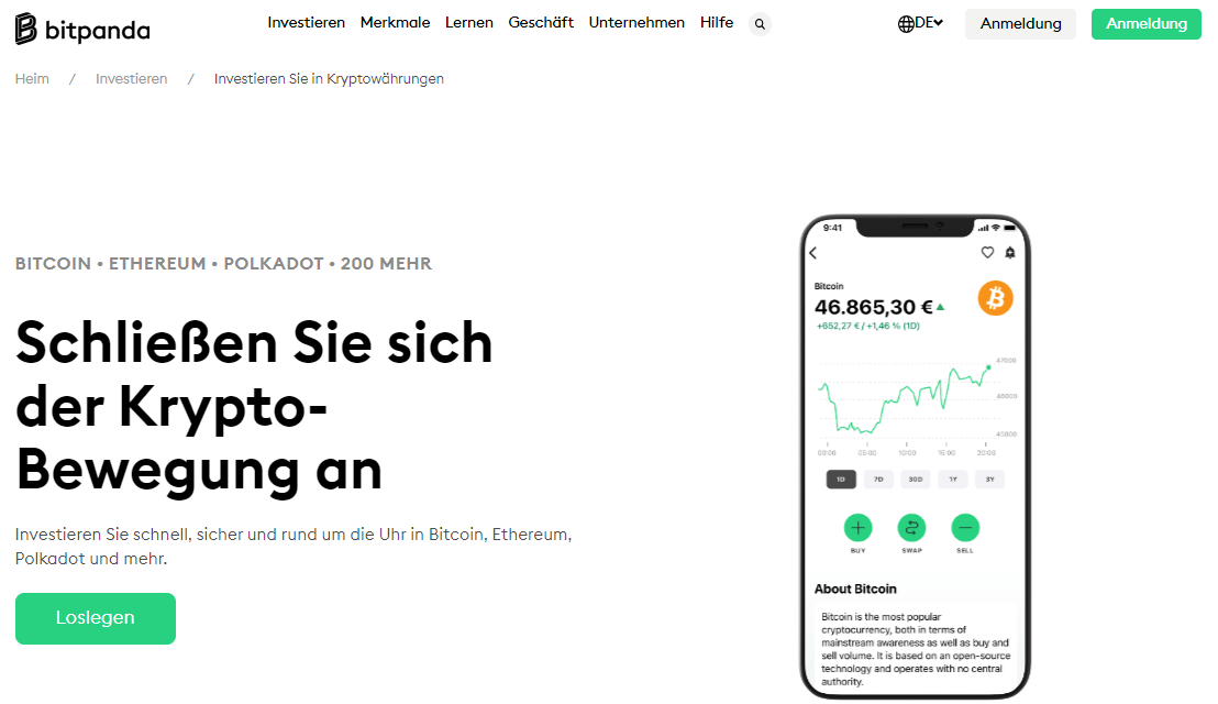 Bitpanda - Bitcoin kaufen