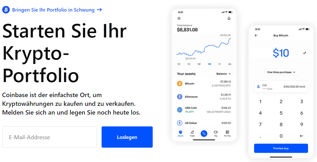Coinbase - Bitcoin kaufen