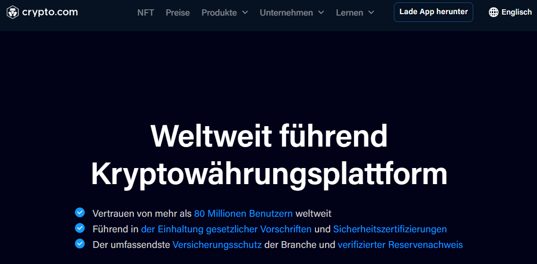 Crypto.com Plattform für den Kauf von Metaverse Coins