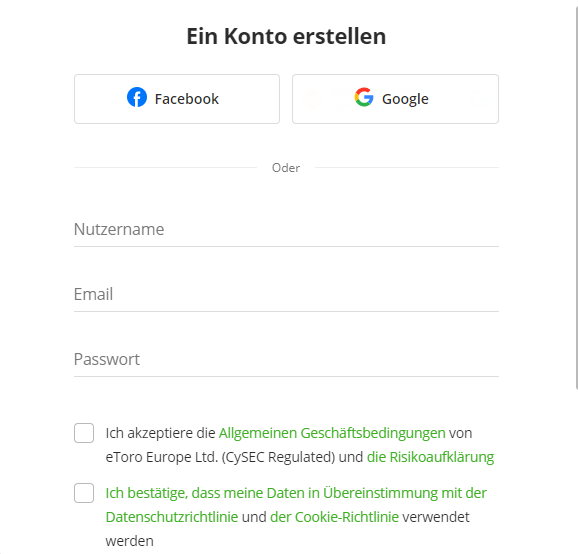 Erstellen Sie ein Konto