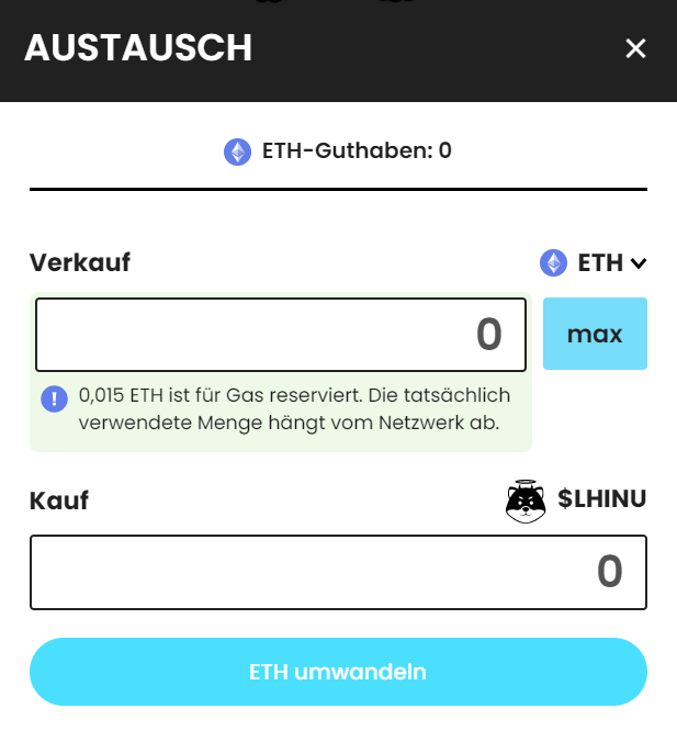Kaufen Sie LHINU-Tokens