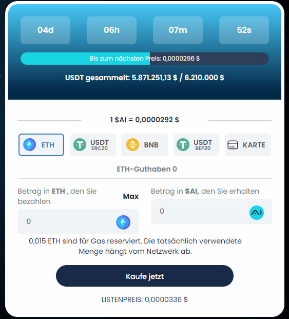 Erhalten Sie Ihre $AI Token