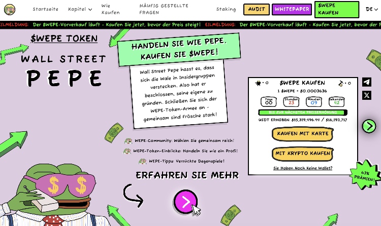 wall street pepe günstige krypto