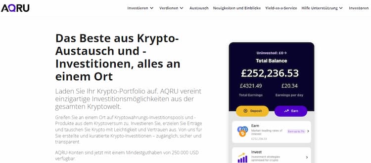 AQRU - Krypto Lending Plattformen