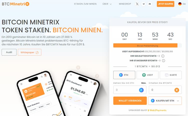 Bitcoin Minetrix - Staking Kryptowährung