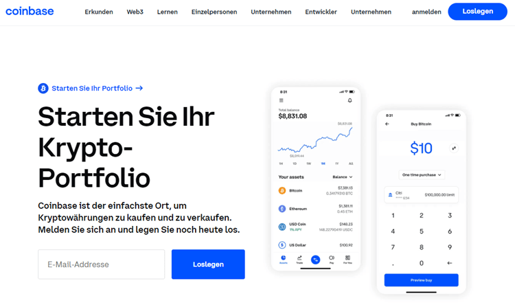 Coinbase Bitcoin kaufen App