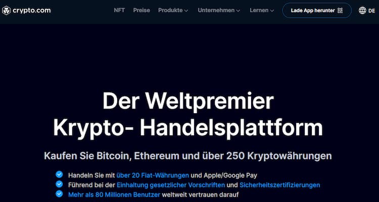Crypto.com - DeFi Zinssatz Anbieter