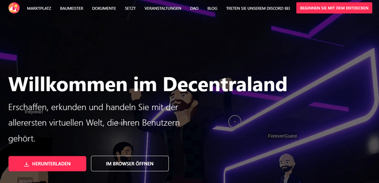 Decentraland Play-to-Earn Spiele