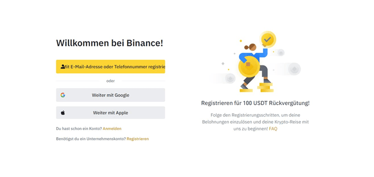 Erstellen Sie ein Binance Konto