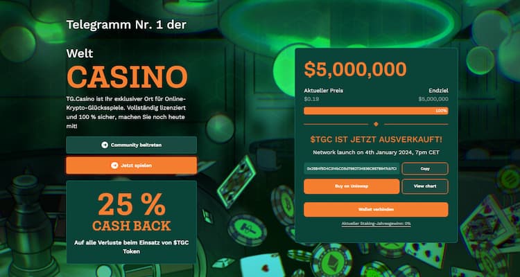 TG.Casino Token - Staking Kryptowährung