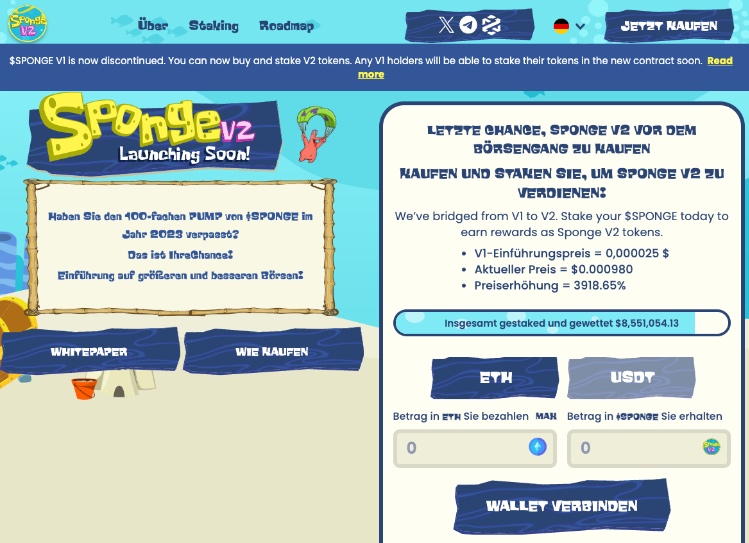 sponge v2 ist ein beliebter neuer web3.0coin