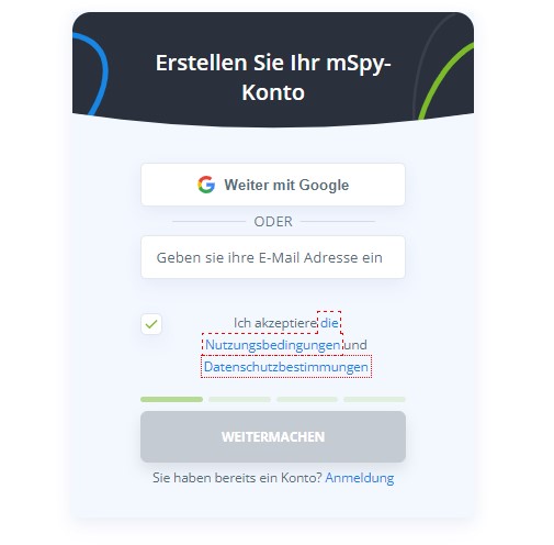 Anmelden und ein Abonnement auswählen