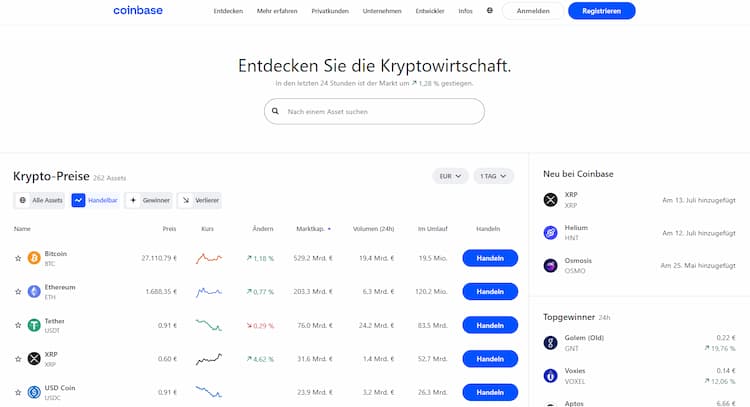 Stablecoins bei Coinbase kaufen