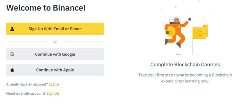 binance log in