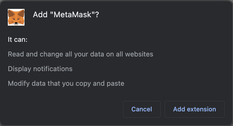 MetaMask-Browsererweiterung hinzufügen auf einem Screenshot