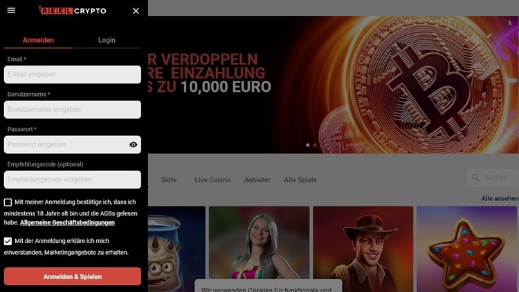 ReelCrypto Persönliche Daten eingeben