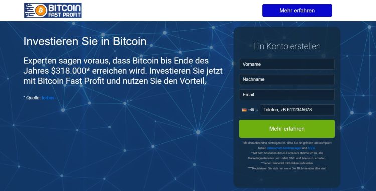 Vor kurzem ist Bitcoin Fast Profit bei uns in Deutschland aufgetaucht