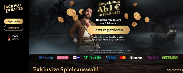 Auf der Suche nach PayPal Casinos für Deutschland konnten wir auch Jackpot Piraten finden