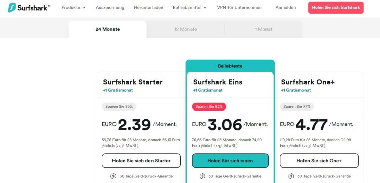 Da SurfShark keine kostenlose Version anbietet