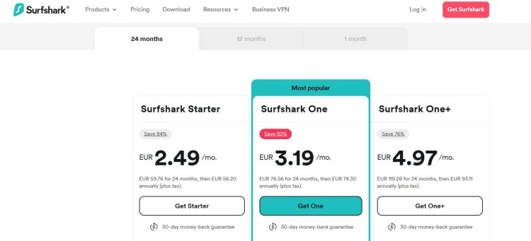 Um SurfShark zu nutzen, muss ein Abo auf der offiziellen Webseite
