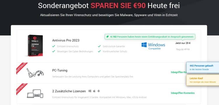 Um die Installation von TotalAV zu starten