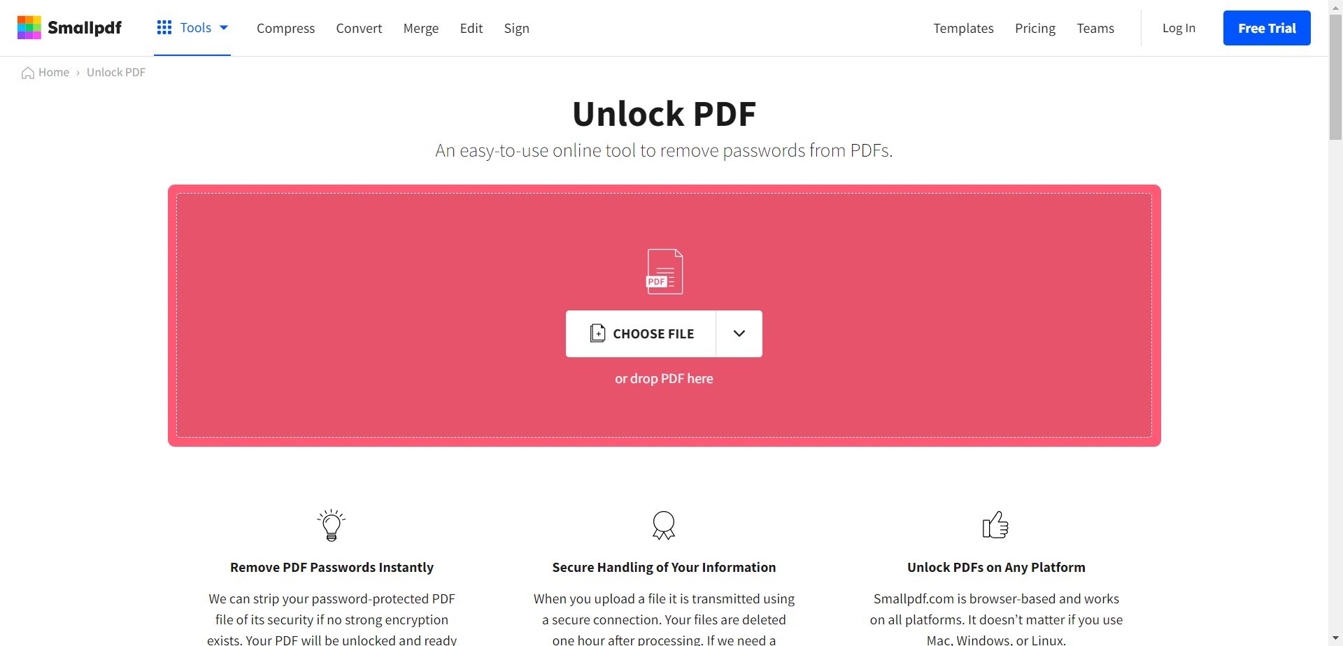 PDF entsperren mit Smallpdf