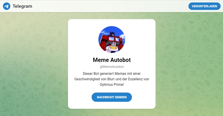 Meme Autobot - Erstellen Sie ein Meme und teilen Sie es über Telegram