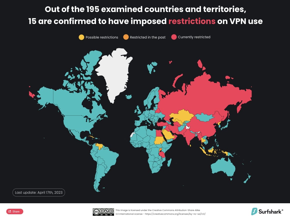 15 Länder mit VPN-Beschränkungen