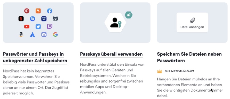 enthaltene funktionen nordpass