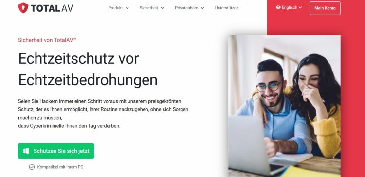 Starten Sie, indem Sie die offizielle TotalAV Webseite aufsuchen.