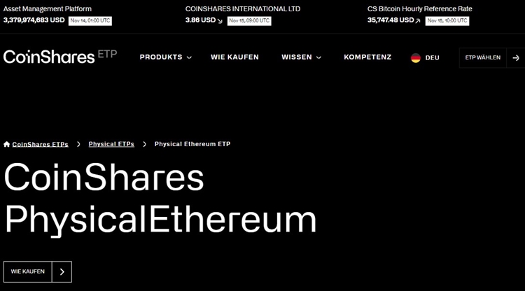 CoinShares Physical Ethereum