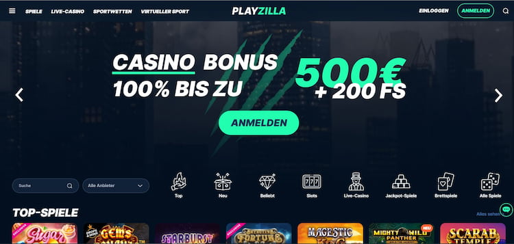 PlayZilla Online Casino Schweiz mit Echtgeld
