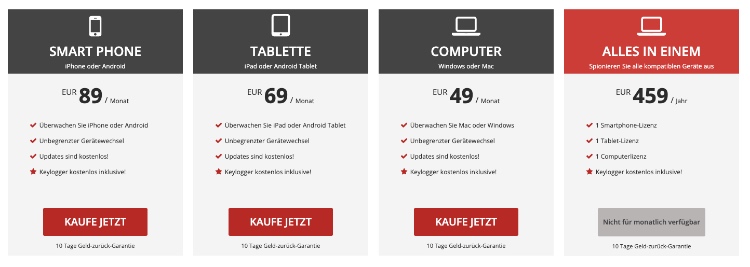 kosten der geofencing app von spyera
