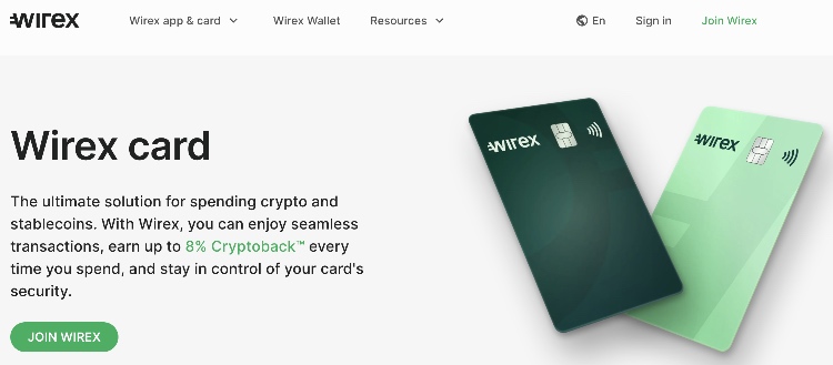 Wirex의 비트코인 체크카드