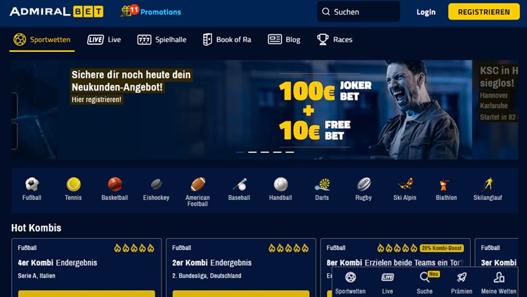 Admiralbet Wettanbieter ohne Limit