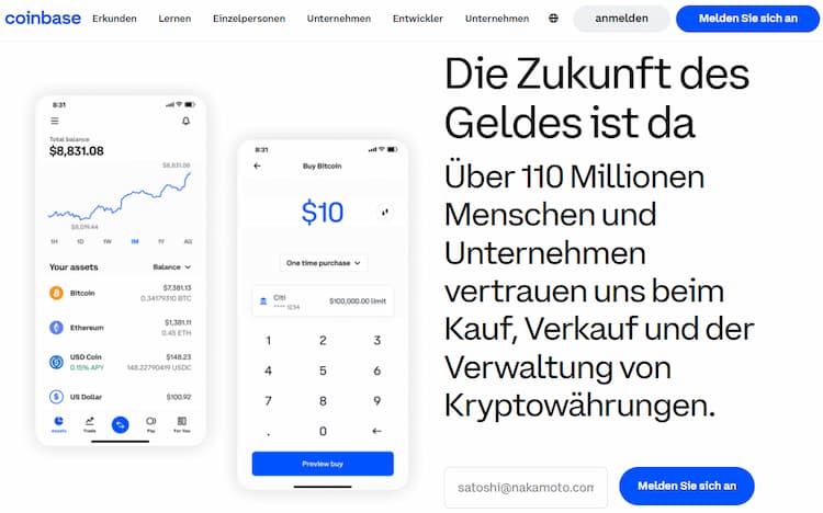 Coinbase - Top Krypto Echange
