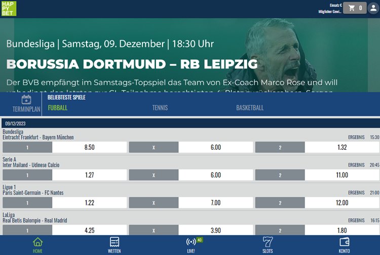 Happybet Wettanbieter ohne Limit