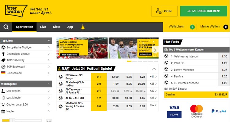 Interwetten Wettanbieter ohne Limit