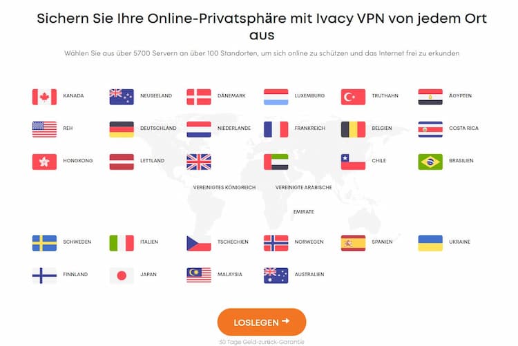 Ivacy VPN – verfügbare Server Locations