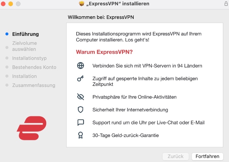 expressvpn installieren