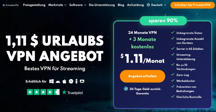 streaming vpn von privadovpn