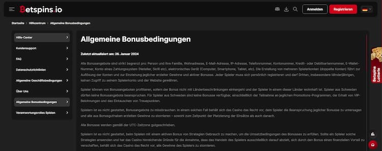 Bonusbedingungen
