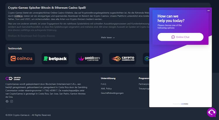 Crypto Games Customer Support