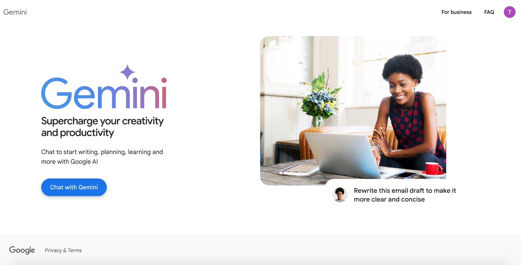 Registrierung bei Google Gemini