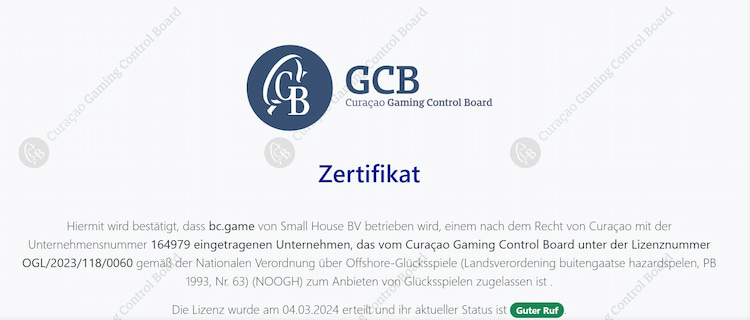 Sicherheit & BC.Game Lizenz