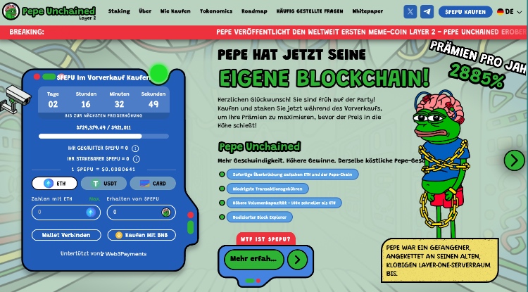 pepe unchained 50 euro in bitcoin investieren