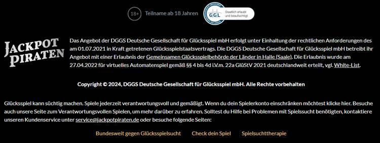Sicherheit & JackpotPiraten Lizenz