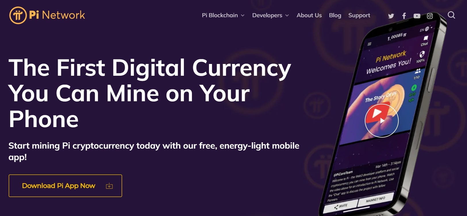Homepage von Pi Network